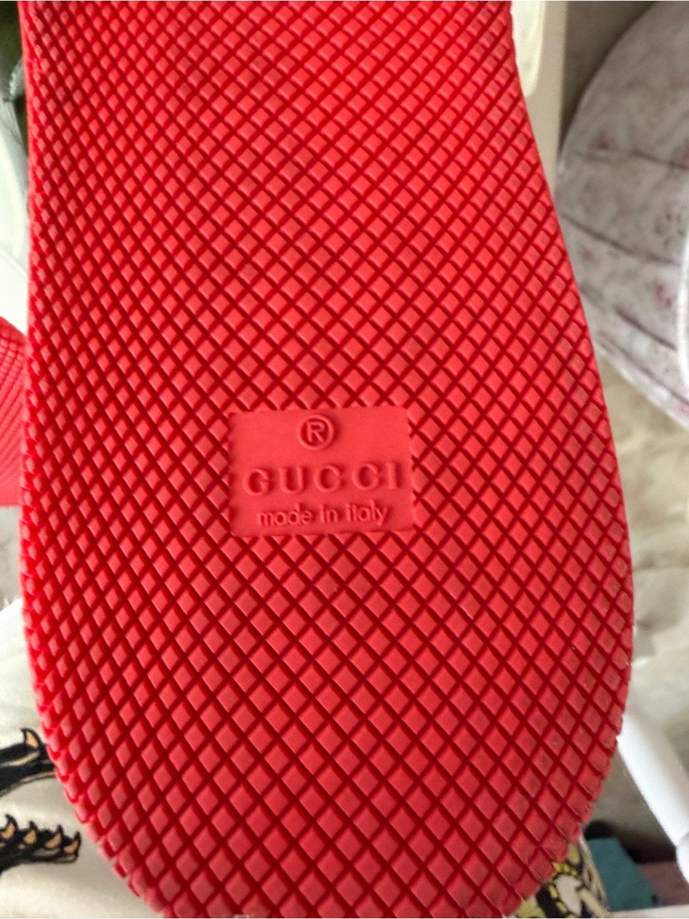 Gucci White High-Top Sneakers with Red Soles and Green Accents - Picture 12 of 17